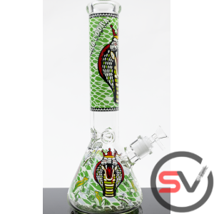 KING COBRA GLASS BEAKER 14inch (GLOW IN DARK) - GREEN